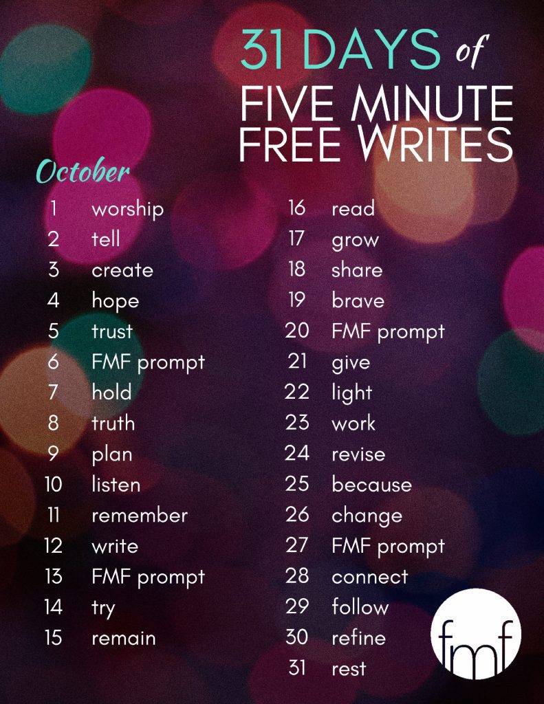 Write 31 Days prompts - 2017
